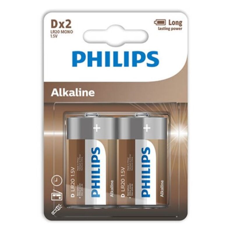 Philips - Bateria Alcalina D LR20 Blister 2 Unidades