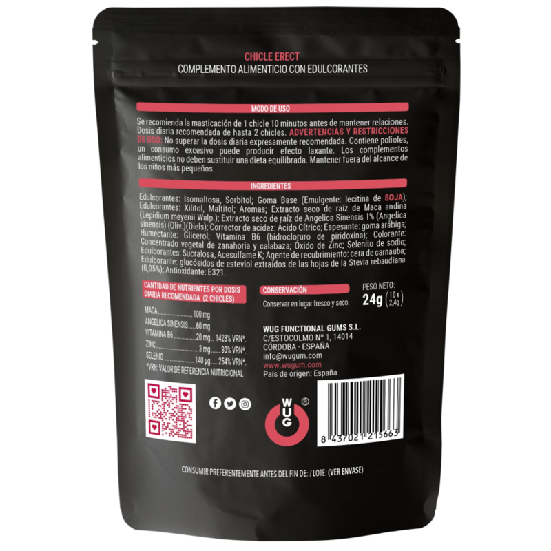 WUG SEX SENSE - ERECT PASTILHA ELÁSTICA POTENCIADORA DE EREÇÃO 10 UNIDADES