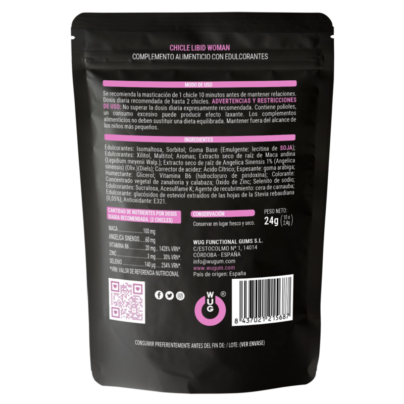 WUG SEX SENSE - LIBID WOMAN PASTILHA ELÁSTICA AUMENTO LÍBIDO MULHER 10 UNIDADES