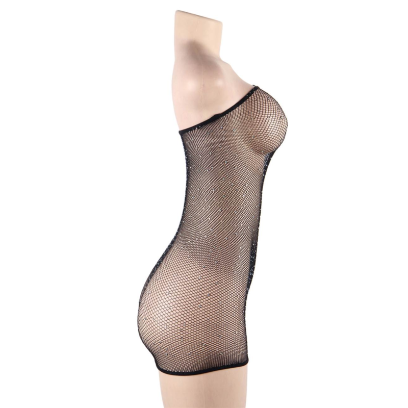 QUEEN LINGERIE - VESTIDO CORPO DE REDE COM BRILHOS S/L