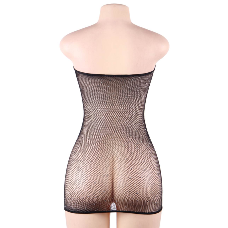QUEEN LINGERIE - VESTIDO CORPO DE REDE COM BRILHOS S/L