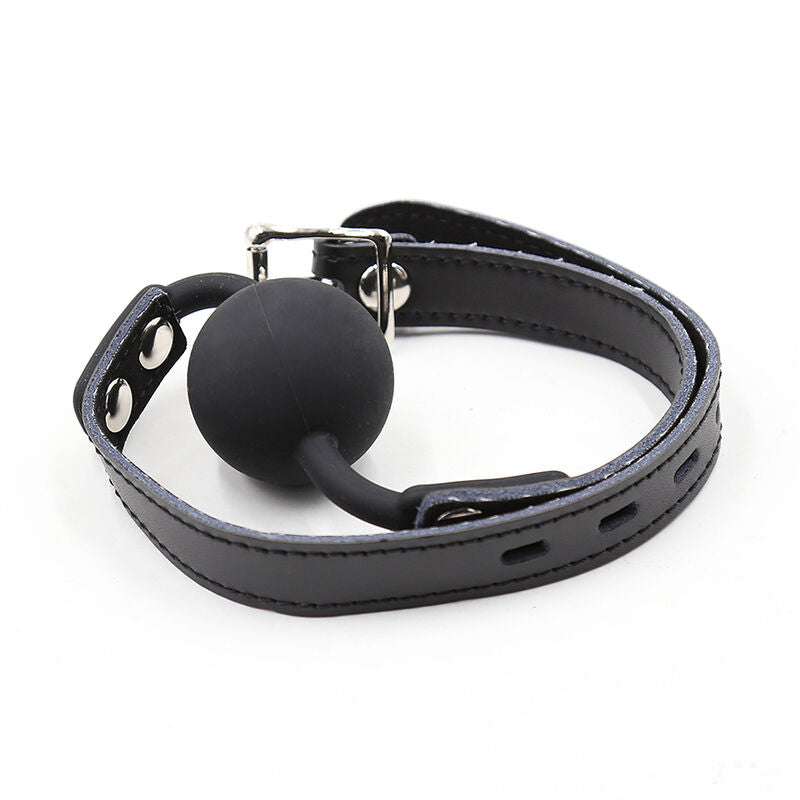OHMAMA FETISH - MORDAÇA EM SILICONE COM CORREIA EM PELE (INCLUI CADEADO)