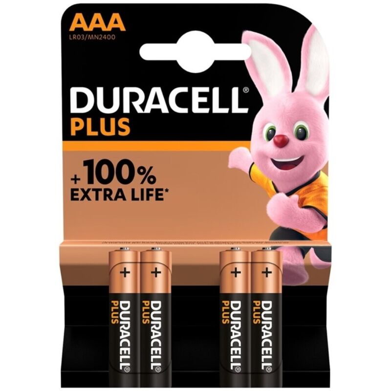 Duracell - Bateria Alcalina Plus Power 100 AAA LR03 4 Unidades