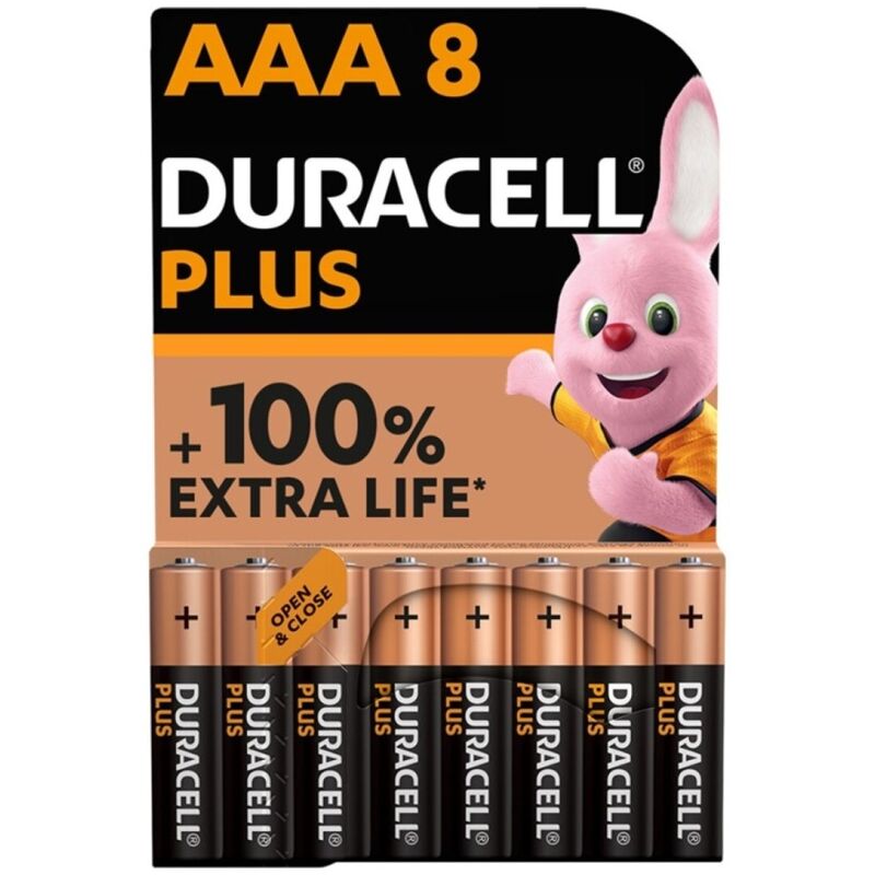 Duracell - Bateria Alcalina Plus Power 100 AAA LR03 8 Unidades