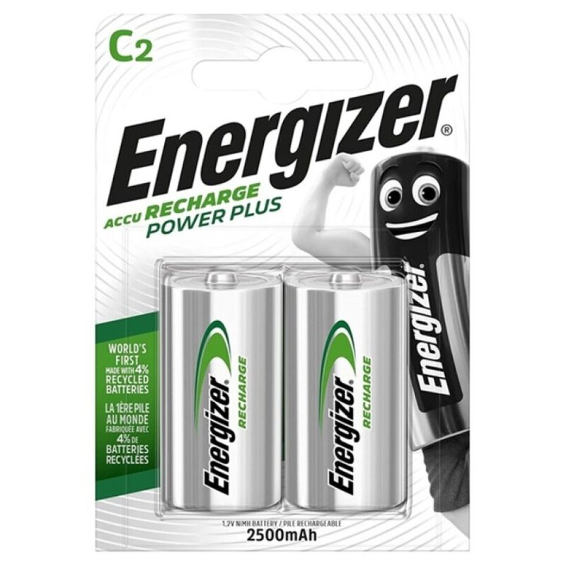 Energizer - Bateria Recarregável Power Plus HR14 C 2500mAh 2 Unidades
