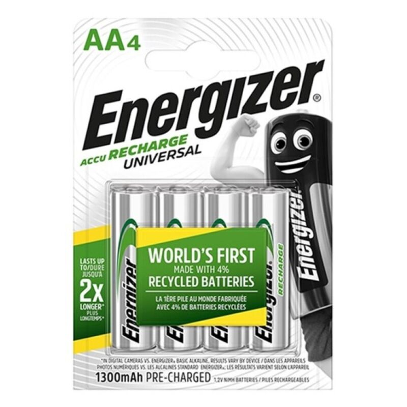 Energizer - Bateria Recarregável Universal HR6 AA 1300mAh 4 Unidades