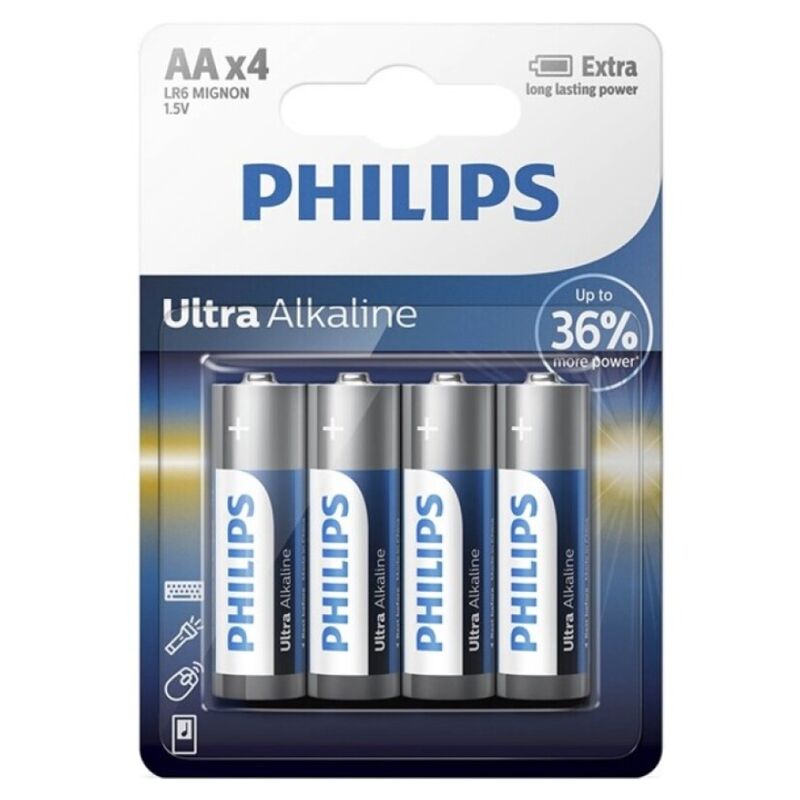 PHILIPS - BATERIA ULTRA ALCALINA AA LR6 4 UNIDADES