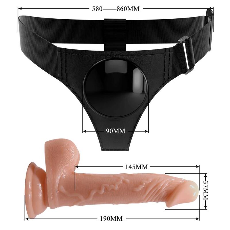 PRETTY LOVE - HARNESS BRIEFS ARNÊS UNIVERSAL COM DILDO KEVIN 19 CM NATURAL