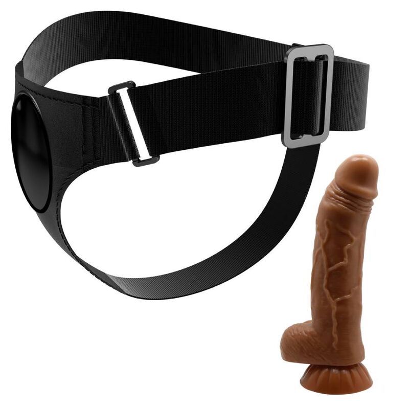 PRETTY LOVE - HARNESS BRIEFS ARNÊS UNIVERSAL COM DILDO MICHEAL 20 CM PRETO