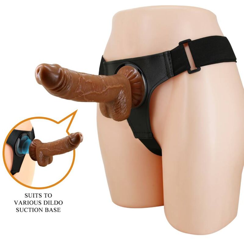PRETTY LOVE - HARNESS BRIEFS ARNÊS UNIVERSAL COM DILDO MICHEAL 20 CM PRETO