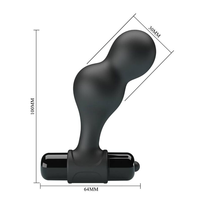 MR PLAY - PLUG ANAL EM SILICONE COM VIBRAÇÃO PRETO