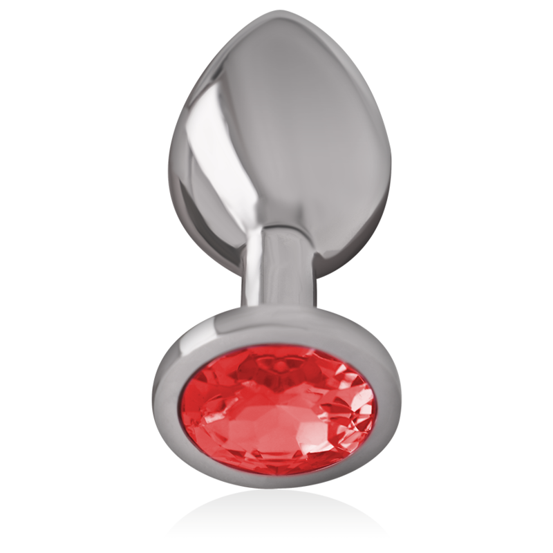INTENSE - PLUG ANAL EM METAL ALUMÍNIO COM CRISTAL VERMELHO TAM. L