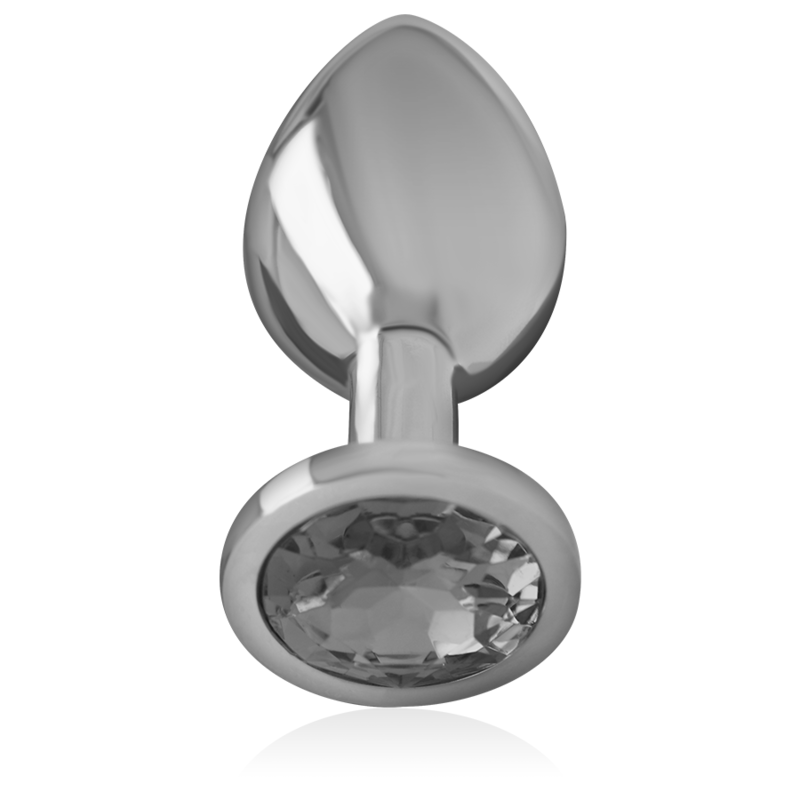 INTENSE - PLUG ANAL EM METAL ALUMÍNIO COM CRISTAL PRETO TAM. M