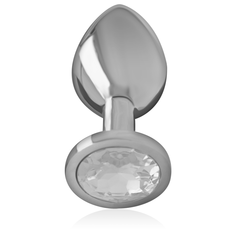 INTENSE - PLUG ANAL EM METAL ALUMÍNIO COM CRISTAL PRATEADO TAM. S