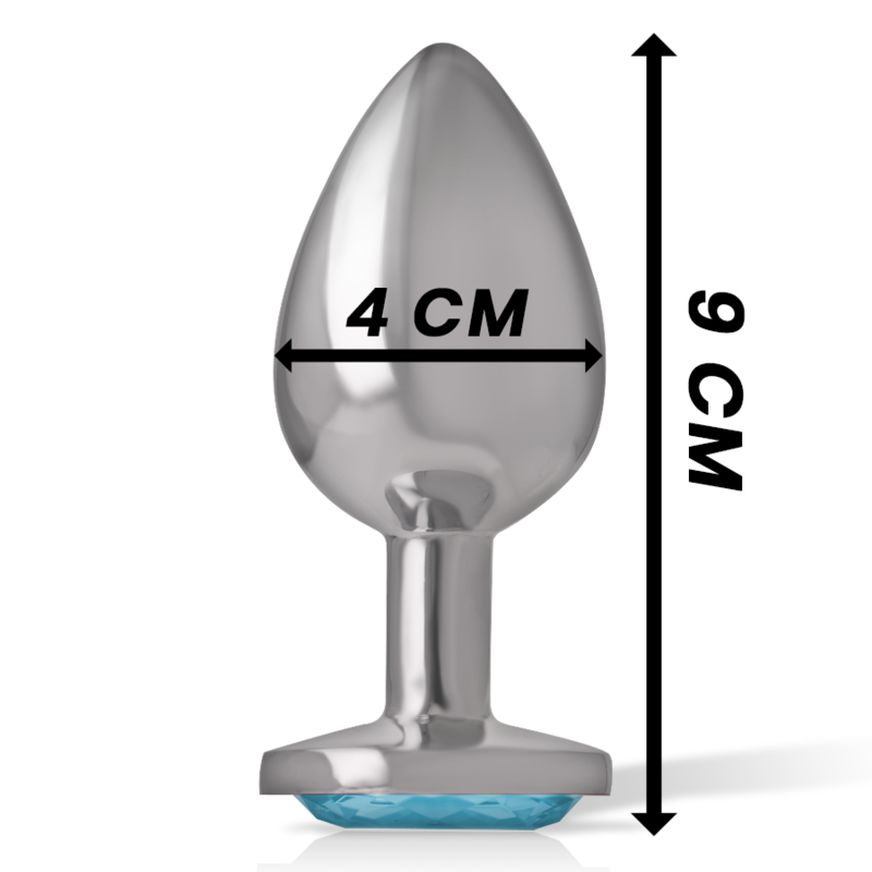 INTENSE - PLUG ANAL EM METAL ALUMÍNIO COM CRISTAL AZUL TAM. L