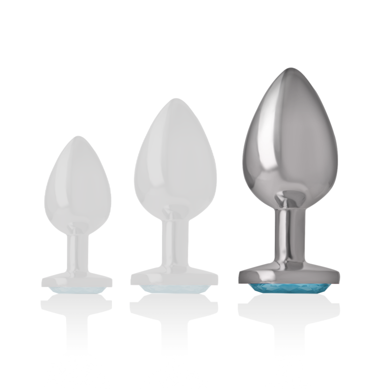 INTENSE - PLUG ANAL EM METAL ALUMÍNIO COM CRISTAL AZUL TAM. L