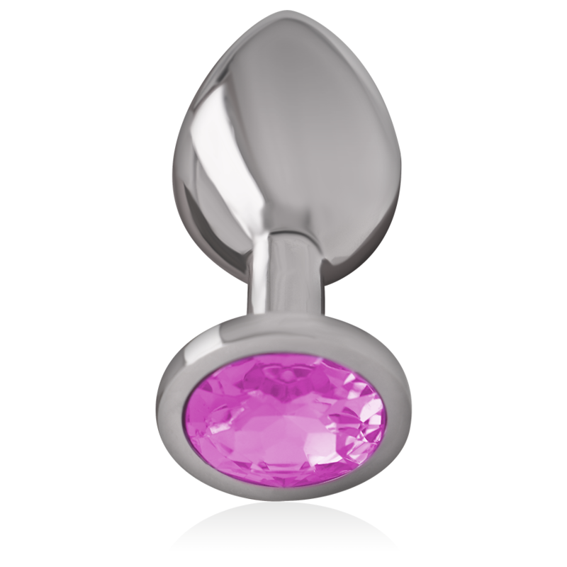 INTENSE - PLUG ANAL EM METAL ALUMÍNIO COM CRISTAL ROSA TAM. M