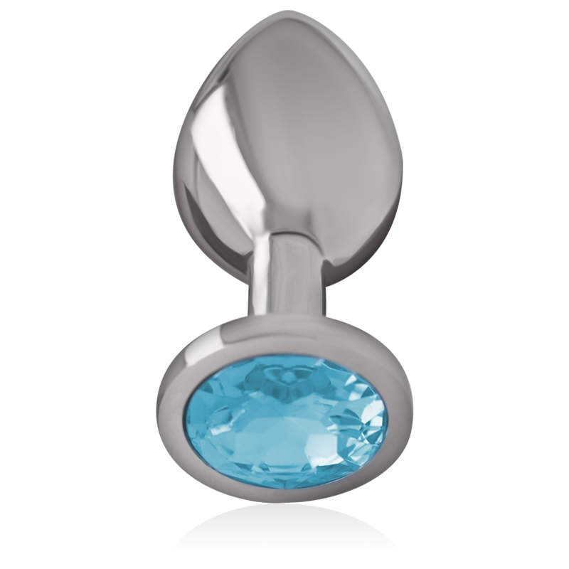 INTENSE - PLUG ANAL EM METAL ALUMÍNIO COM CRISTAL AZUL TAM. L