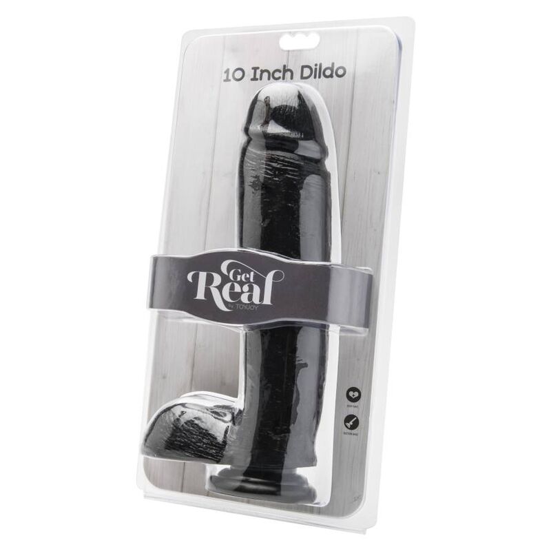 GET REAL - DILDO 25,5 CM COM TESTÍCULOS NEGRO