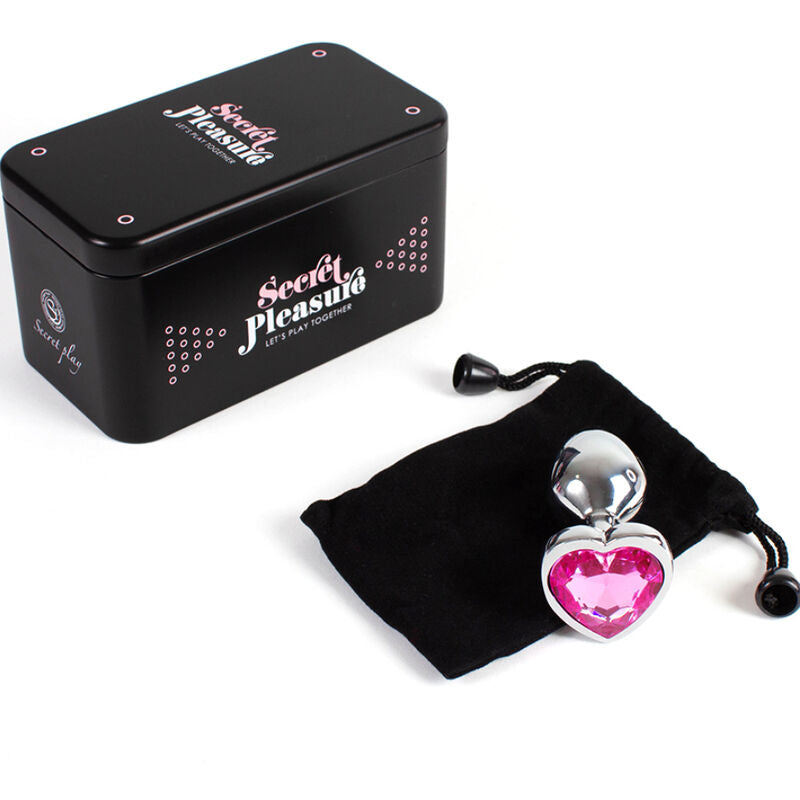 SECRETPLAY - PLUG ANAL EM METAL COM CORAÇÃO FUCSIA TAM. S 7 CM