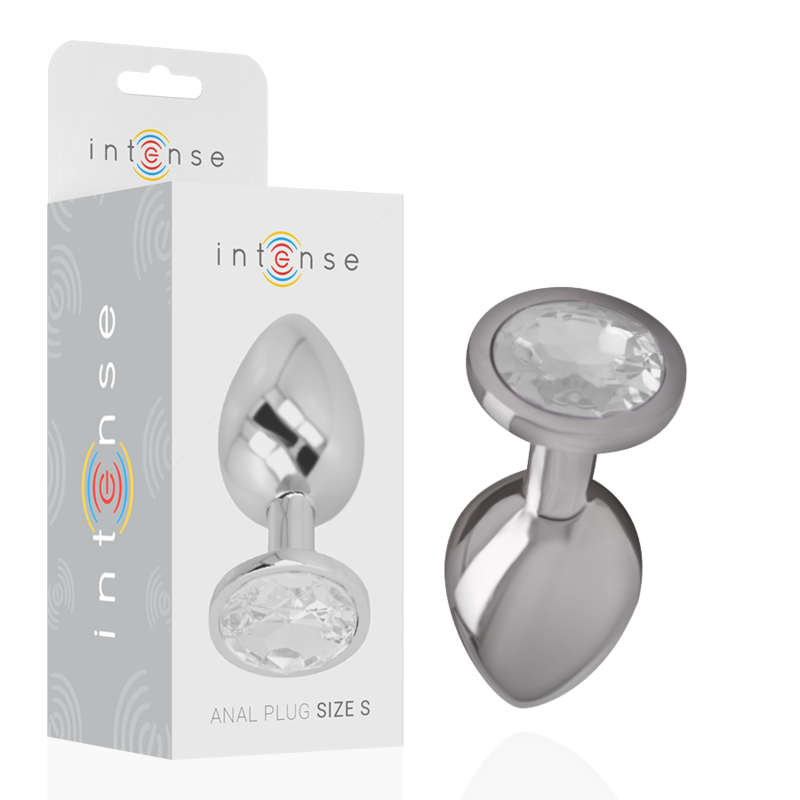 INTENSE - PLUG ANAL EM METAL ALUMÍNIO COM CRISTAL PRATEADO TAM. S