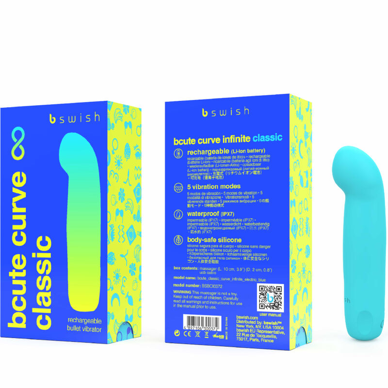 B SWISH - BCUTE CURVE INFINITE CLASSIC VIBRADOR RECARREGÁVEL EM SILICONE AZUL