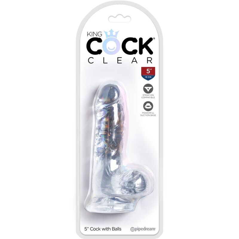 KING COCK - CLEAR DILDO REALISTA COM TESTÍCULOS 10.1 CM TRANSPARENTE