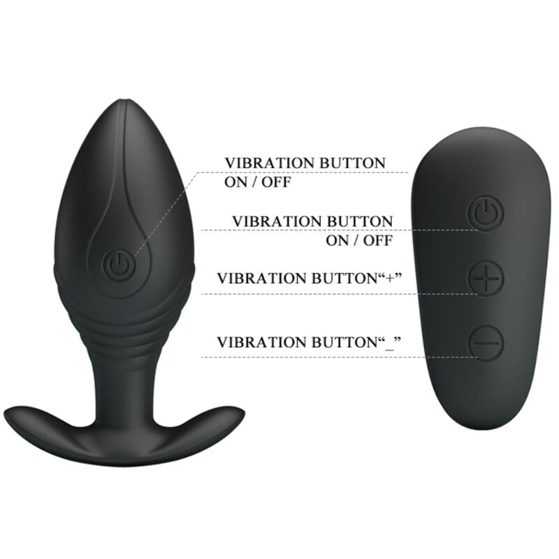 PRETTY LOVE - REGINA PLUG ANAL VIBRADOR RECARREGÁVEL PRETO