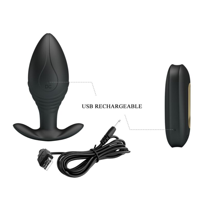 PRETTY LOVE - REGINA PLUG ANAL VIBRADOR RECARREGÁVEL PRETO
