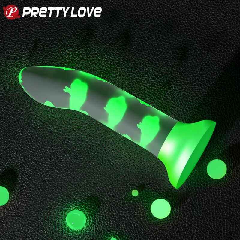 PRETTY LOVE - MAGICAL NIGHTFALL DILDO SEM VIBRAÇÃO LUMINOSO VERDE