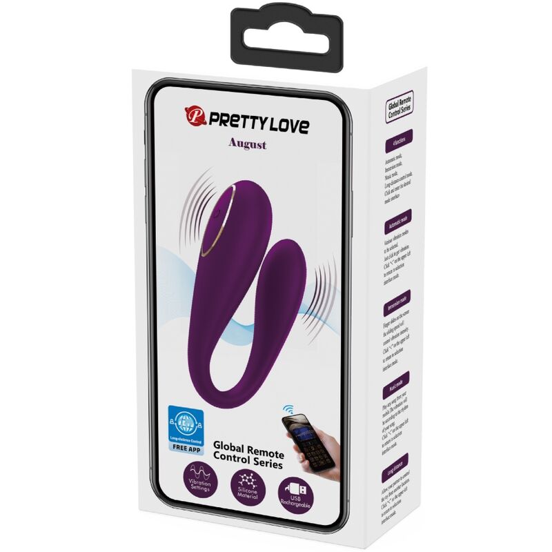 PRETTY LOVE - AUGUST VIBRADOR DUPLO PRAZER COM CONTROLO APP