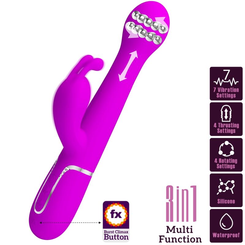 DEJON VIBRADOR RABBIT 3 EM 1 MULTIFUNÇÕES ROXO - PRETTY LOVE