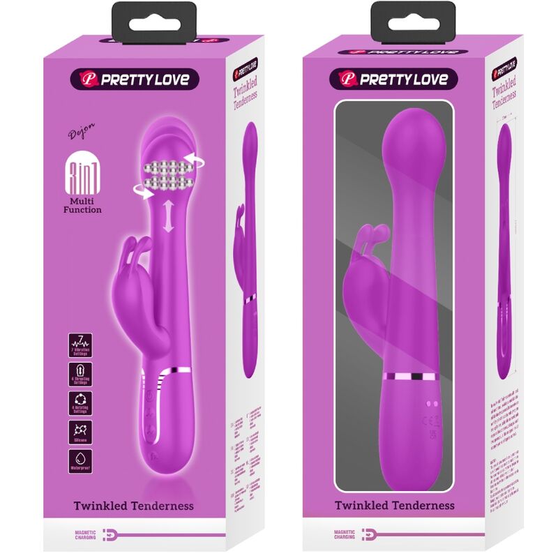 DEJON VIBRADOR RABBIT 3 EM 1 MULTIFUNÇÕES ROXO - PRETTY LOVE