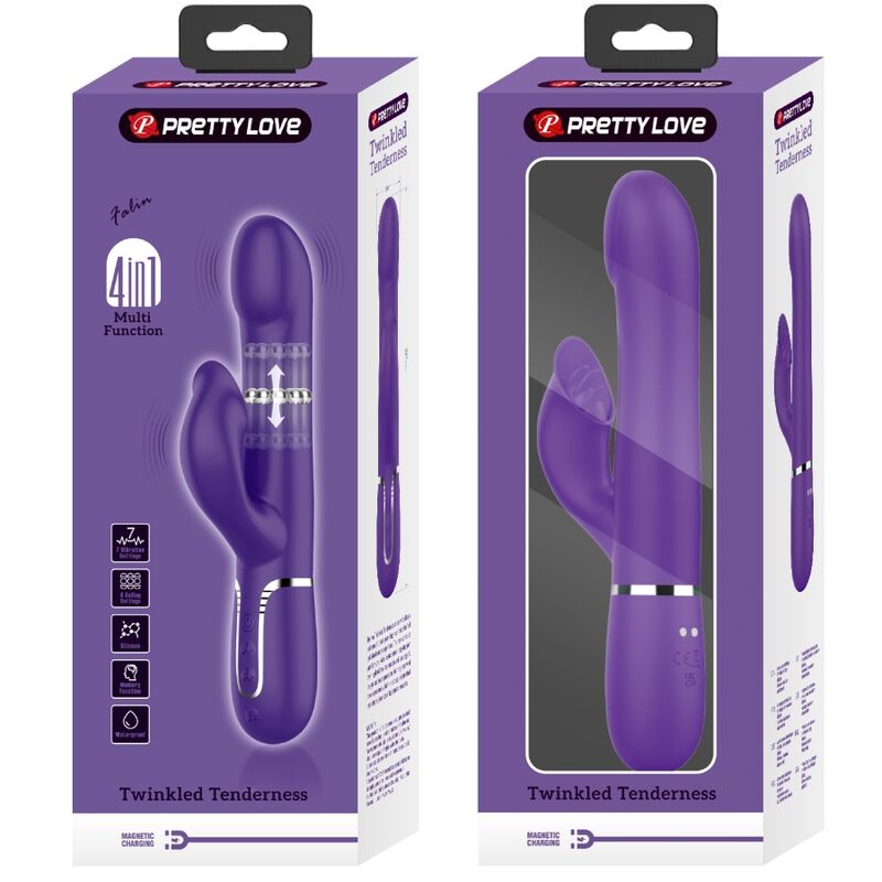 PRETTY LOVE - ZALIN VIBRADOR RABBIT COM PÉROLAS 4 EM 1 ROXO