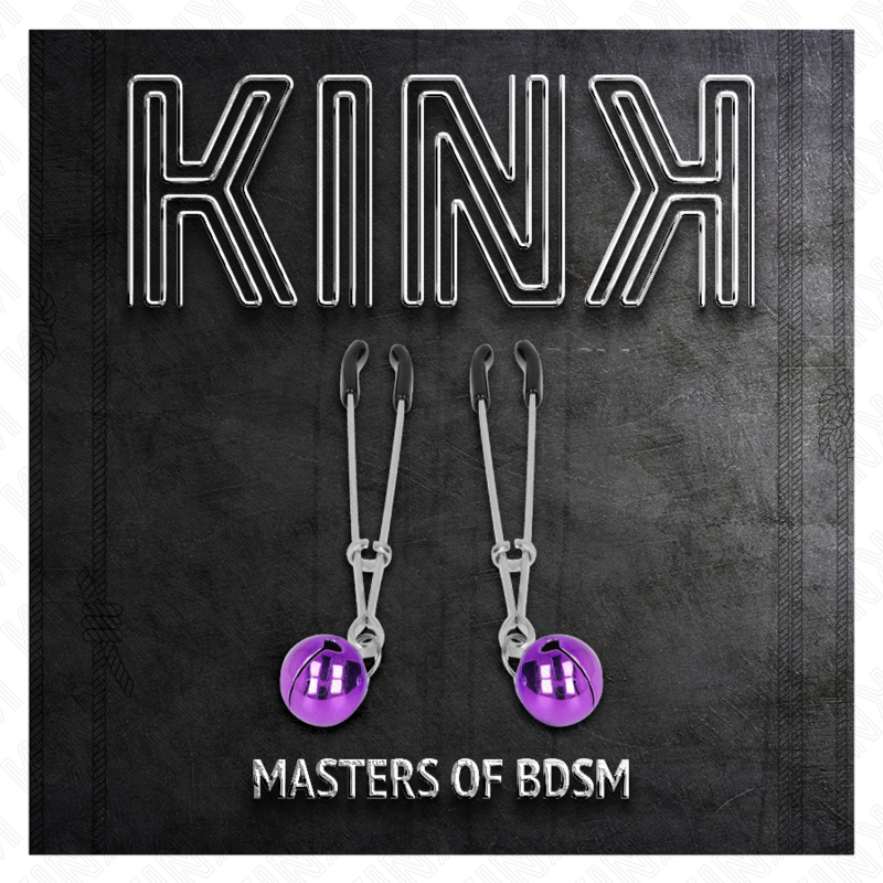 KINK - PINÇAS PARA MAMILOS FINAS COM CASCAVEL VIOLETA 7 CM
