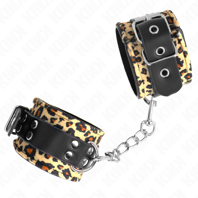 KINK - ALGEMAS EM COURO ESTILO LEOPARDO AJUSTÁVEL 18-29 CM X 5.5 CM