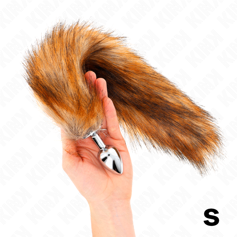 KINK - PLUG ANAL TAM. S 7 X 3 CM COM CAUDA SINTÉTICA 40 CM CASTANHA