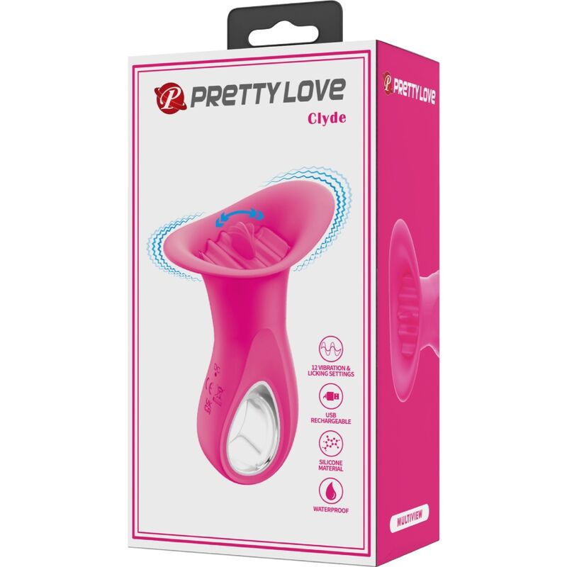 PRETTY LOVE - CLYDE VIBRADOR ORAL COM LÍNGUA VIBRATÓRIA 12 VIBRAÇÕES ROSA