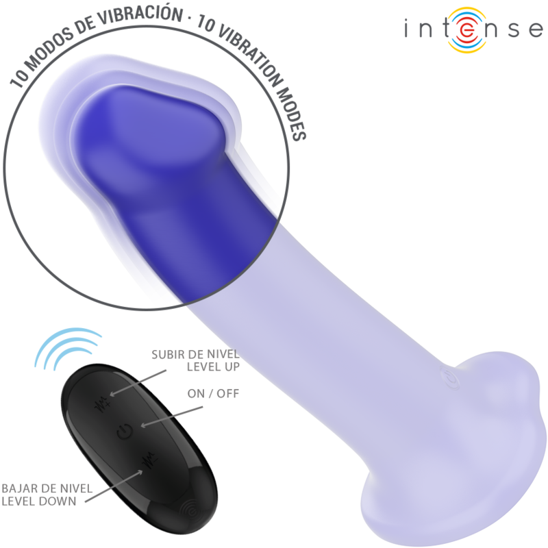 INTENSE - VICTORIA VIBRADOR COM VENTOSA 10 VIBRAÇÕES AZUL ESCURO COM CONTROLO REMOTO