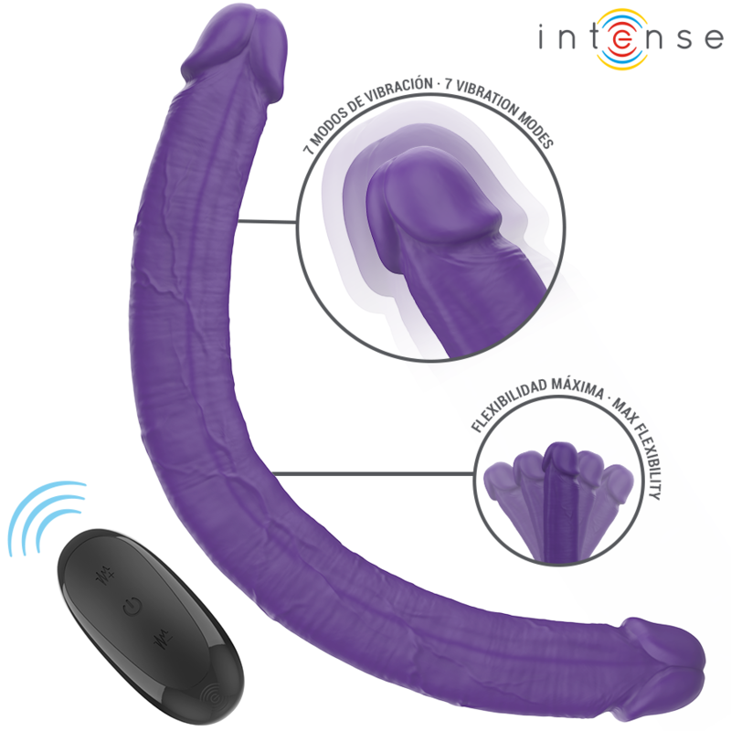INTENSE - GUNTER DILDO DUPLO VIBRADOR 40 CM ROXO COMANDO REMOTO