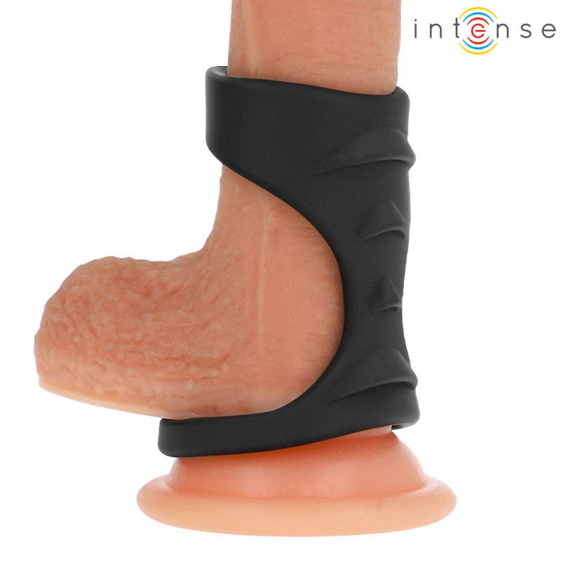 INTENSE - THEO ANEL DUPLO EM SILICONE PARA PÉNIS PRETO MODELO 3