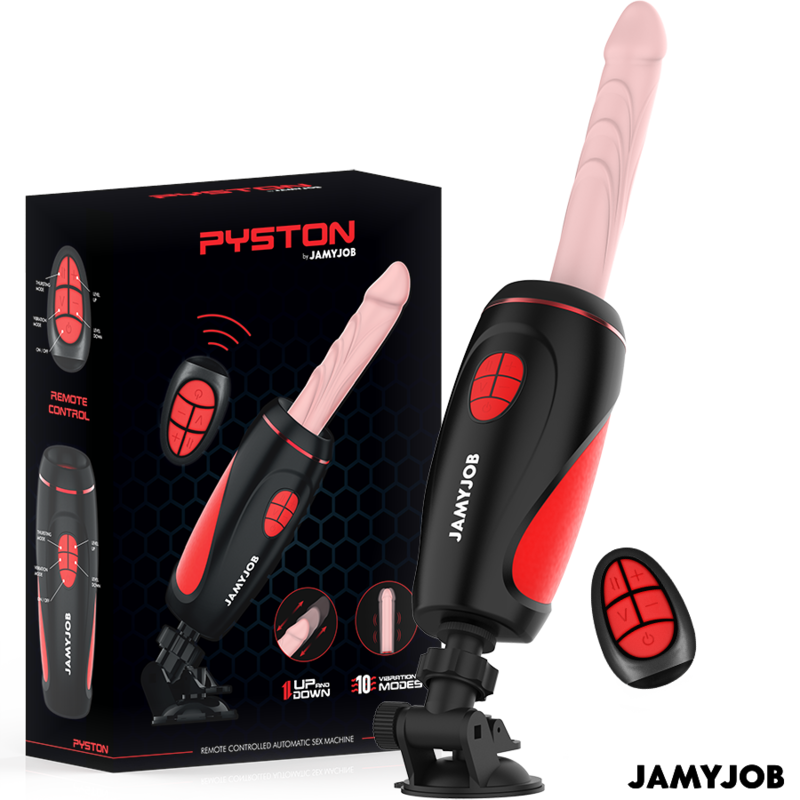JAMYJOB - PYSTON BASE MASTURBADOR AUTOMÁTICO COM DILDO E CONTROLO REMOTO