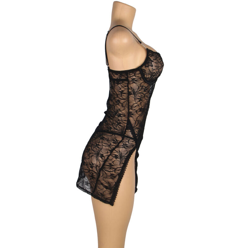 SUBBLIME - 954185 BABYDOLL EM RENDA COM ALÇAS AJUSTÁVEIS PRETO S/M