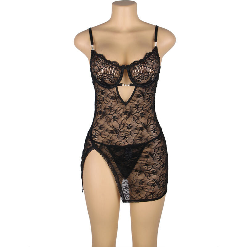 SUBBLIME - 954185 BABYDOLL EM RENDA COM ALÇAS AJUSTÁVEIS PRETO S/M