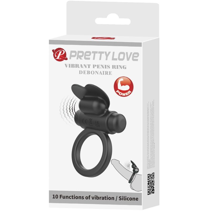 PRETTY LOVE - DEBONAIRE ANEL VIBRATÓRIO RABBIT 10 VIBRAÇÕES PRETO