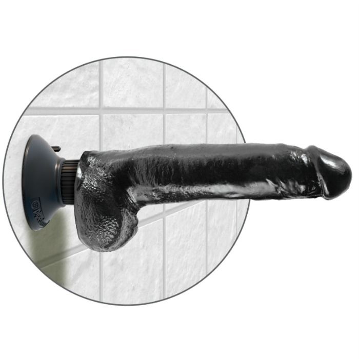 KING COCK - DILDO VIBRADOR COM TESTÍCULOS 23 CM PRETO