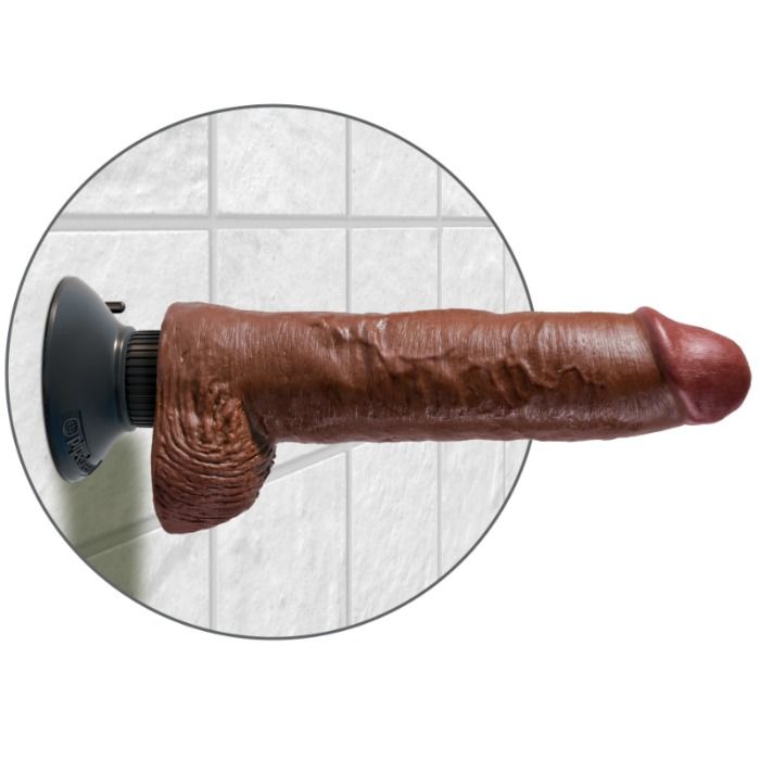 KING COCK - DILDO VIBRADOR COM TESTÍCULOS 25.5 CM CASTANHO