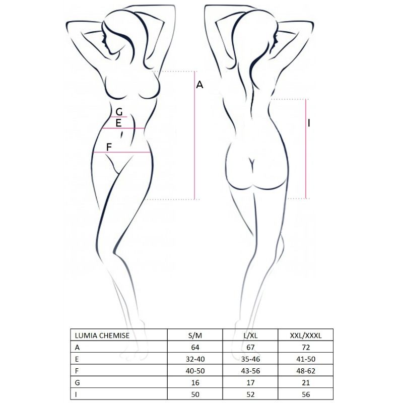 PASSION - CHEMISE LUMIA MULHER PRETO TAMANHO S/M