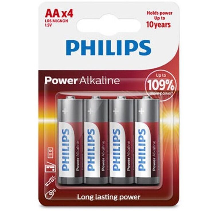 Philips - Bateria Alcalina Power AA LR6 Pack de 4