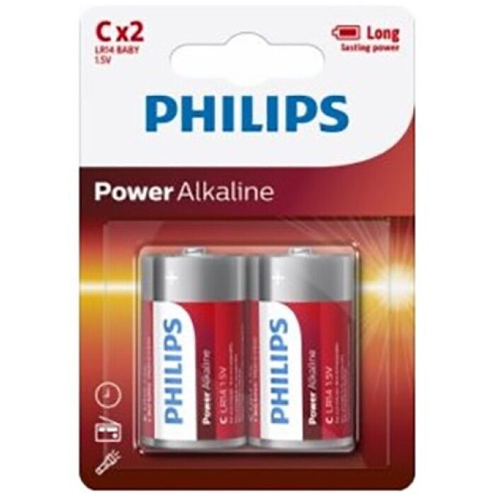Philips Power Alkalina Pilha C LR14 Blister 2 Unidades